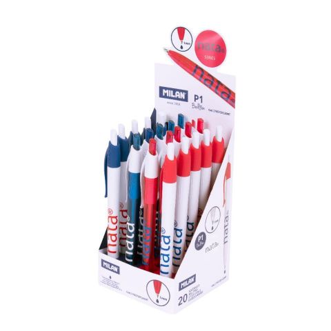 Caja expositora 20 bolígrafos P1 MILAN nata® 624, 