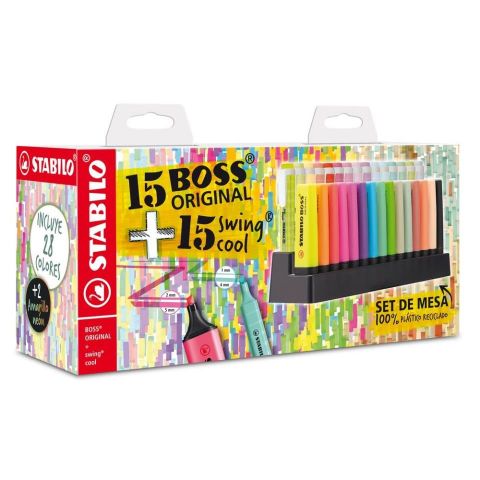 SET MARCADORES STABILO BOSS + SWING COOL DESKSET 3