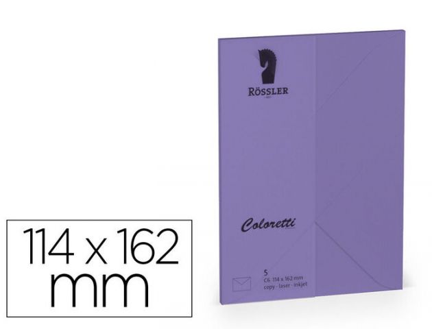 SOBRE ROSSER COLORETTI C6 COLOR LILA 5 UND