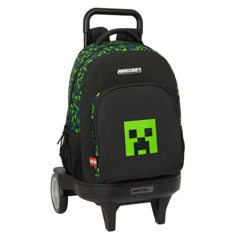 MOCHILA ESCOLAR+CARRO COMPACT EXTRAIBLE MINECRAFT 