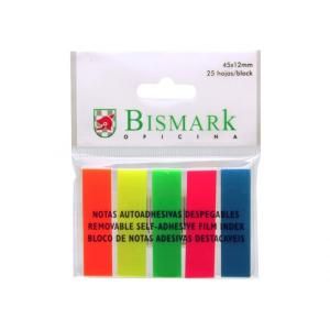 BANDERITAS ADHESIVAS BISMARK 5 COLORES NEON 45X12M