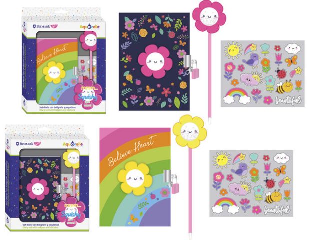 SET DIARIO+ BOLIGRAFO Y PEGATINAS AQUARELLE