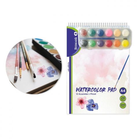 WATERCOLOR PAD +12 ACUARELAS PASTEL + PINCEL